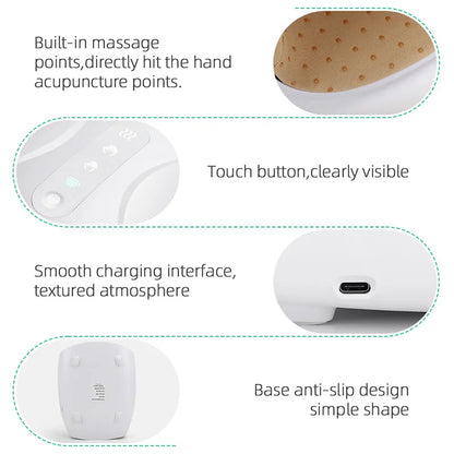 Electric Hand Massager Device Palm Finger Acupoint Wireless Massage with Air Pressure and Heat Compression For Women Beauty