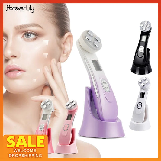 Facial Mesotherapy Electroporation RF Radio Frequency LED Photon Face Lifting Tighten Wrinkle Removal Skin Care Face Massager